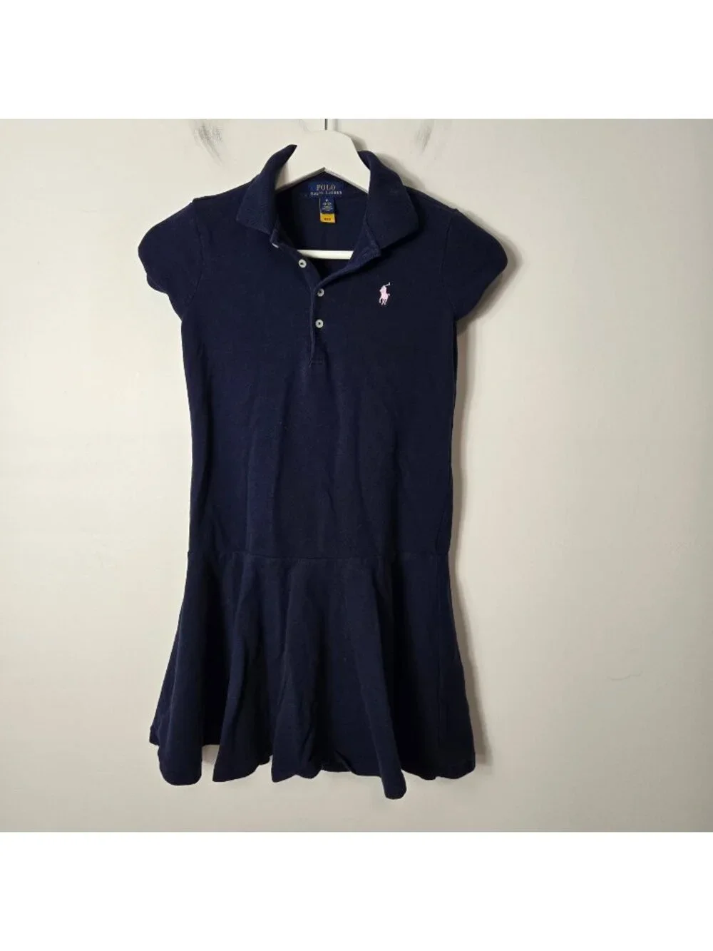 Polo Ralph Lauren Girls Size M Blue Polo Short Sleeve Dress Drop Waist